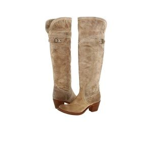 Frye Jane leather Taupe fold over boot